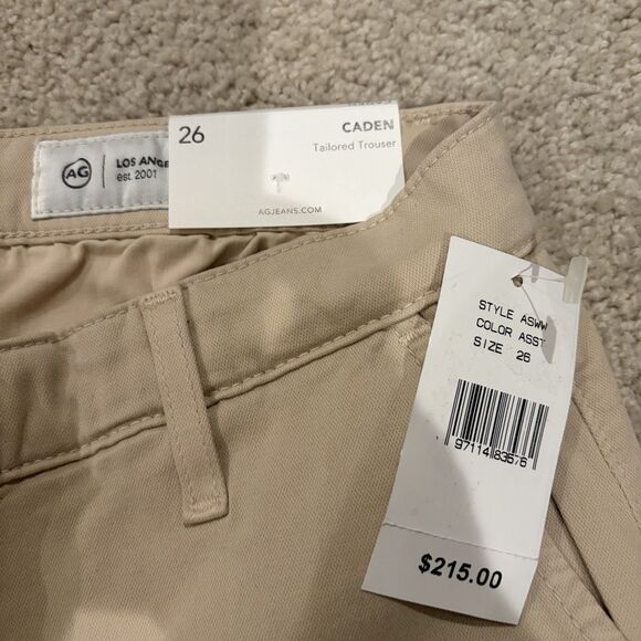 NWT AG The Caden Tailored Trouser Womens Pants Beige Khakis Size 28X 26 Measured - Picture 9 of 11